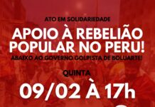 Ato dia 9 em apoio à rebelião popular no Peru