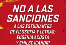 Não às sanções contra as estudantes de Filosofia e Letras Eugenia Acosta e Emilse Icandri